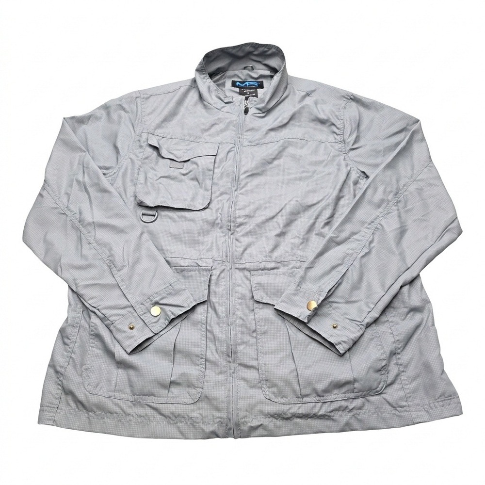 Mack Russo‎ Mens XL Gray Full Zip Utility Jacket Lightweight Cargo Field Coat